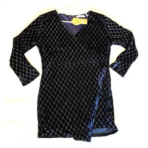 NWT navy velour dress with silver sparkle!